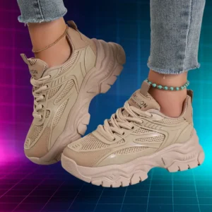 Beige Chunky Sneakers Womens 1