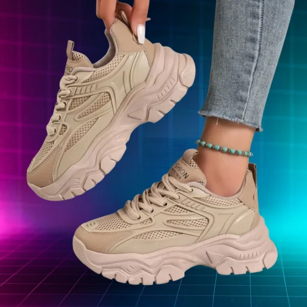 Beige Chunky Sneakers Womens 2