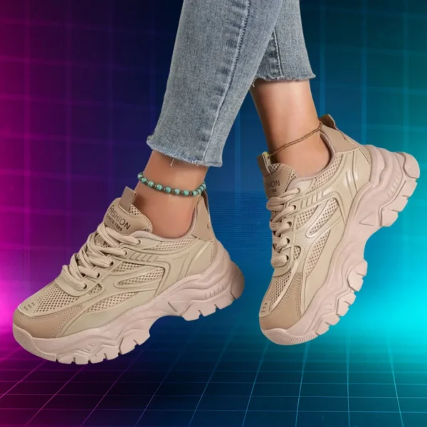 Beige Chunky Sneakers Womens 3