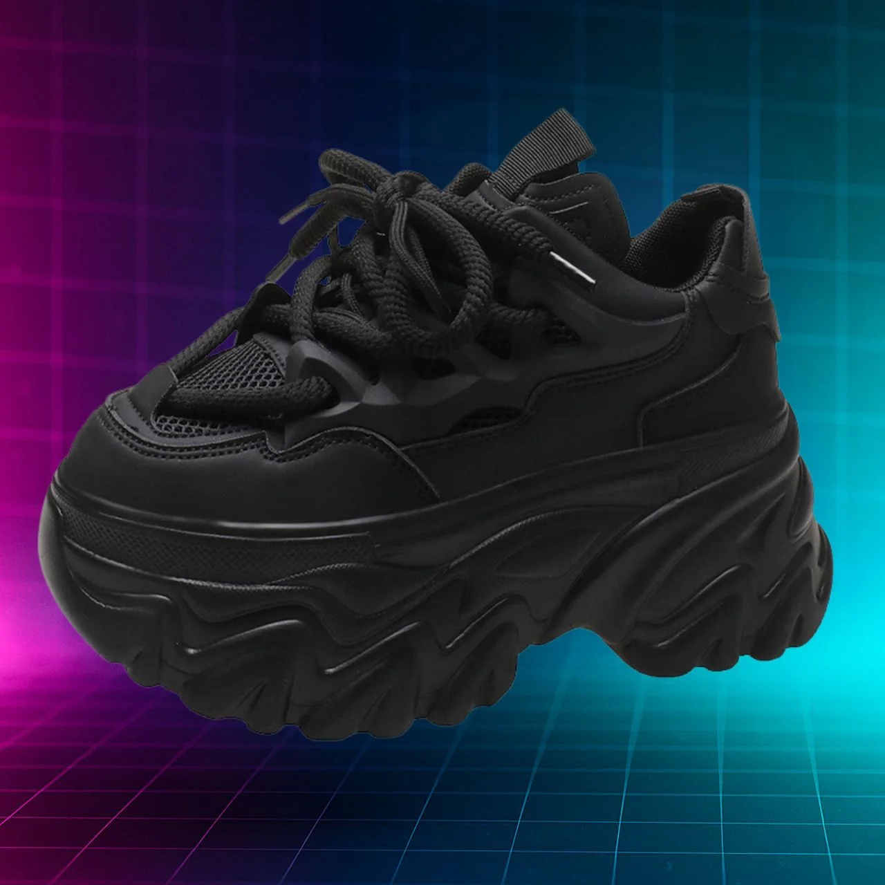 Black Chunky Sneakers Women 1