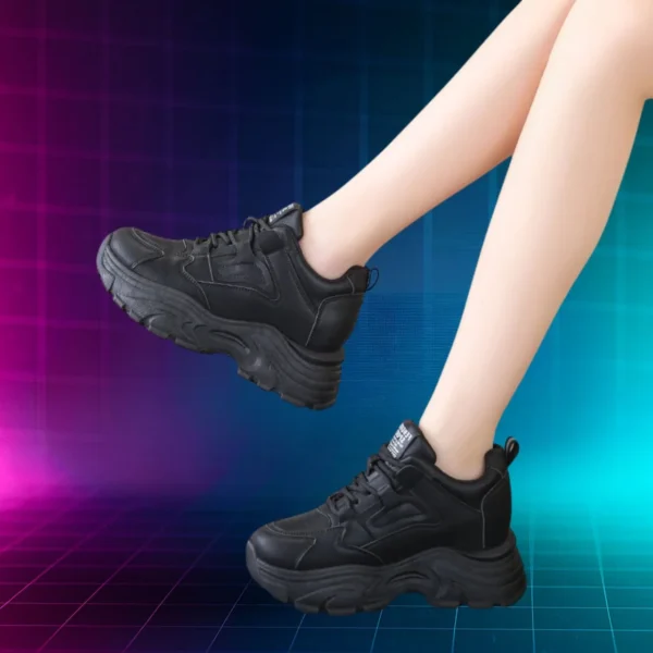Black Chunky Sneakers for Women 3