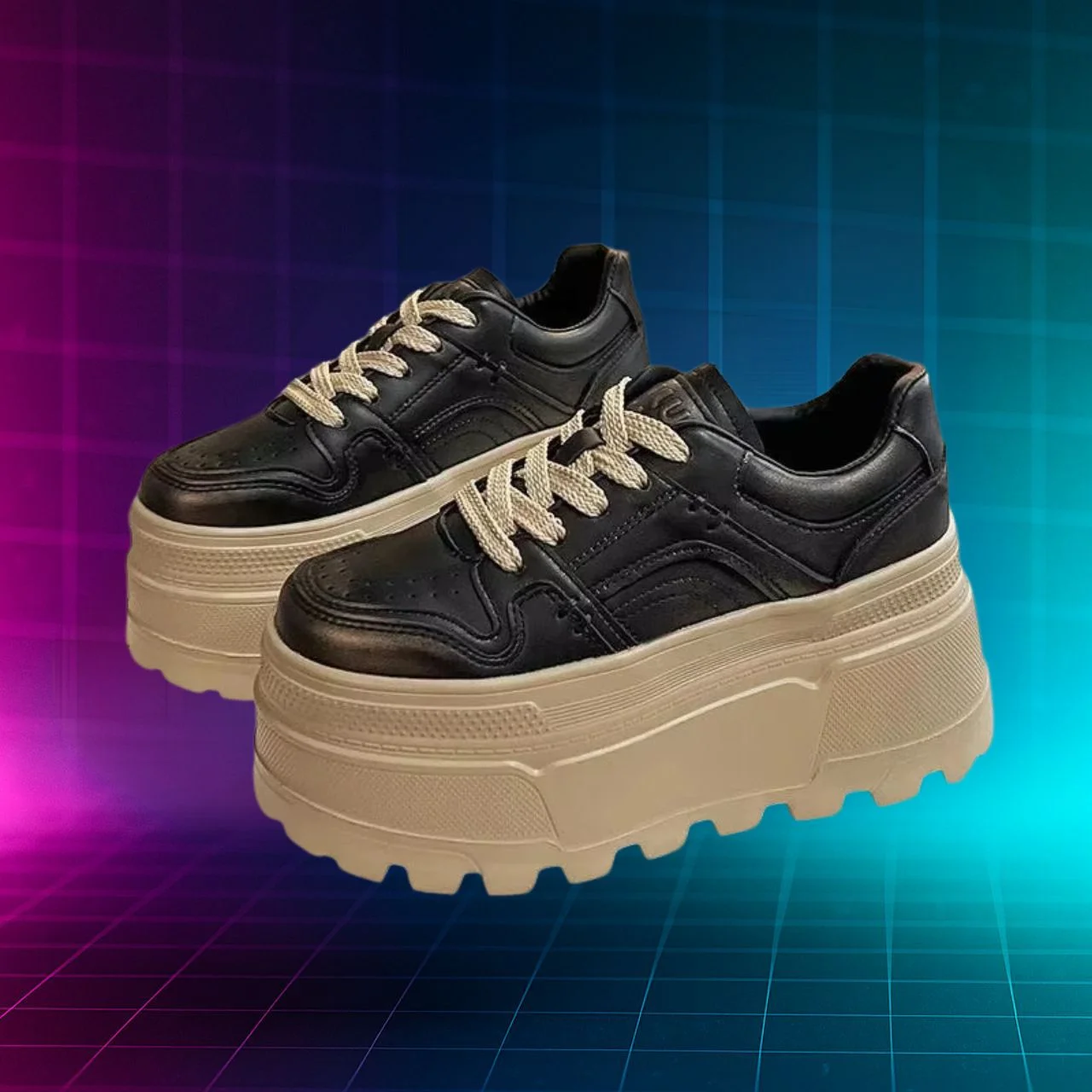 Womens Black Chunky Sneakers 1